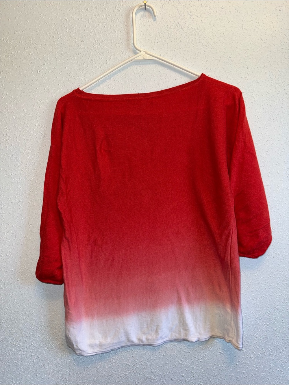 Brooks Brothers Red to White Ombre Boatneck Long Sleeve Top